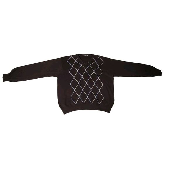 Turnbury Sweater Mens Size 48 Extra Fine Merino Wool V-Neck Pullover Brown Italy - Picture 1 of 16